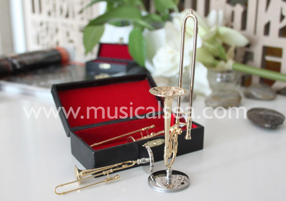 Miniature Golden Trombone Musical Instrument